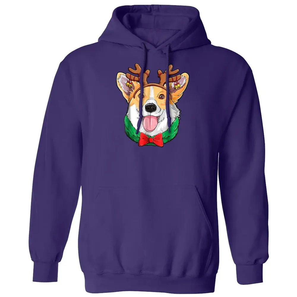Corgi Christmas  Reindeer Antlers Dog Xmas Girls Kids Classic Unisex Hoodie - 6