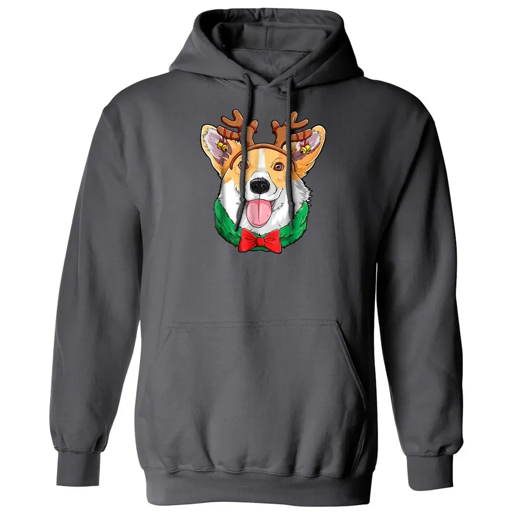 Corgi Christmas  Reindeer Antlers Dog Xmas Girls Kids Classic Unisex Hoodie - 7