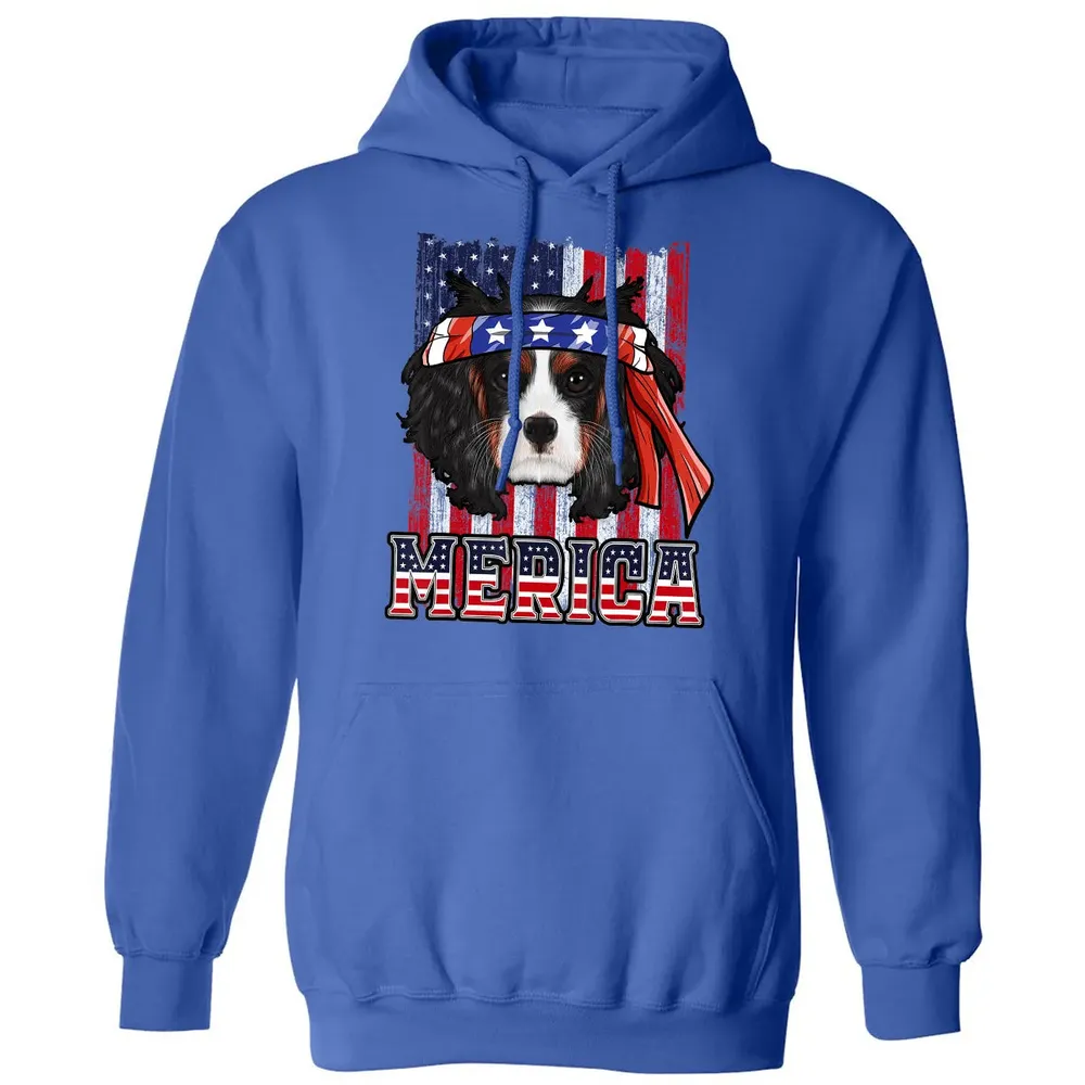 Cavalier King Charles Spaniel Merica 4th of July Dog Flag Classic Unisex Hoodie - 9