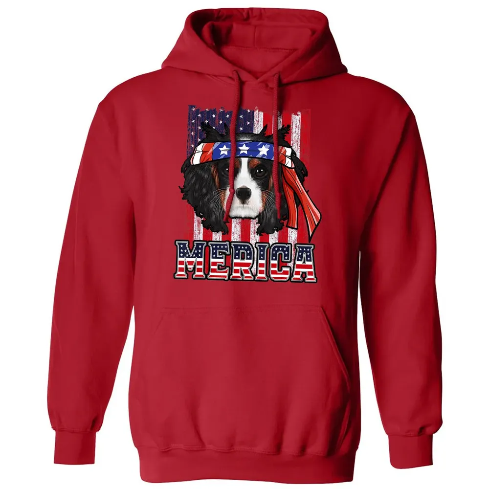 Cavalier King Charles Spaniel Merica 4th of July Dog Flag Classic Unisex Hoodie - 5