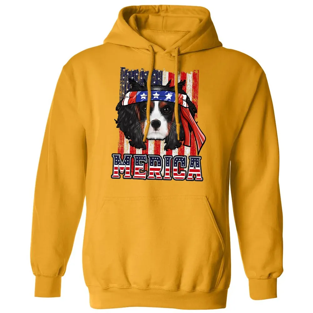 Cavalier King Charles Spaniel Merica 4th of July Dog Flag Classic Unisex Hoodie - 12
