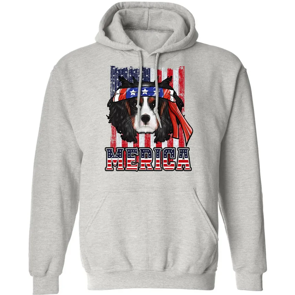 Cavalier King Charles Spaniel Merica 4th of July Dog Flag Classic Unisex Hoodie - 8