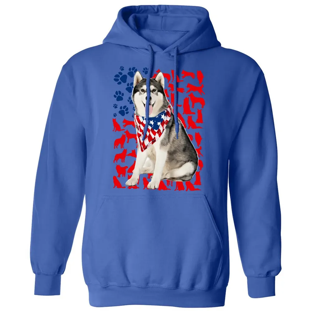 Husky 4th Of July Classic Unisex Hoodie - 9