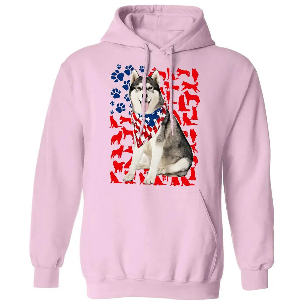 Husky 4th Of July Classic Unisex Hoodie - 3