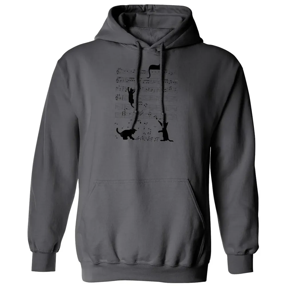 Cute Cat Kitty Playing Music Note Clef Musician Art Classic Unisex Hoodie - 7