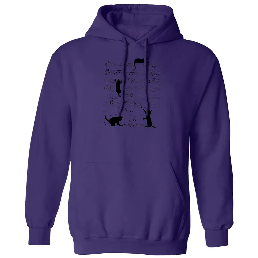 Cute Cat Kitty Playing Music Note Clef Musician Art Classic Unisex Hoodie - 6
