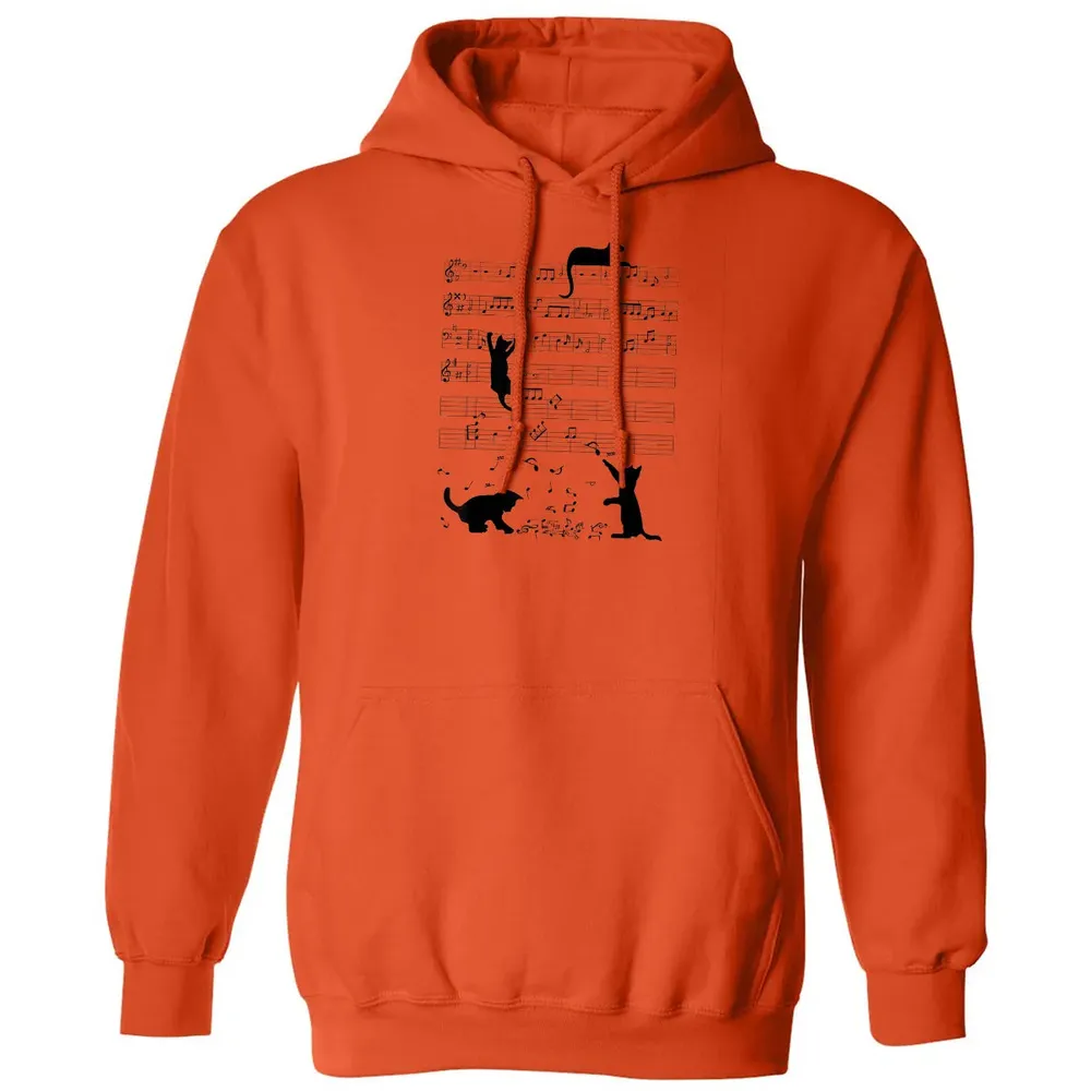 Cute Cat Kitty Playing Music Note Clef Musician Art Classic Unisex Hoodie - 10