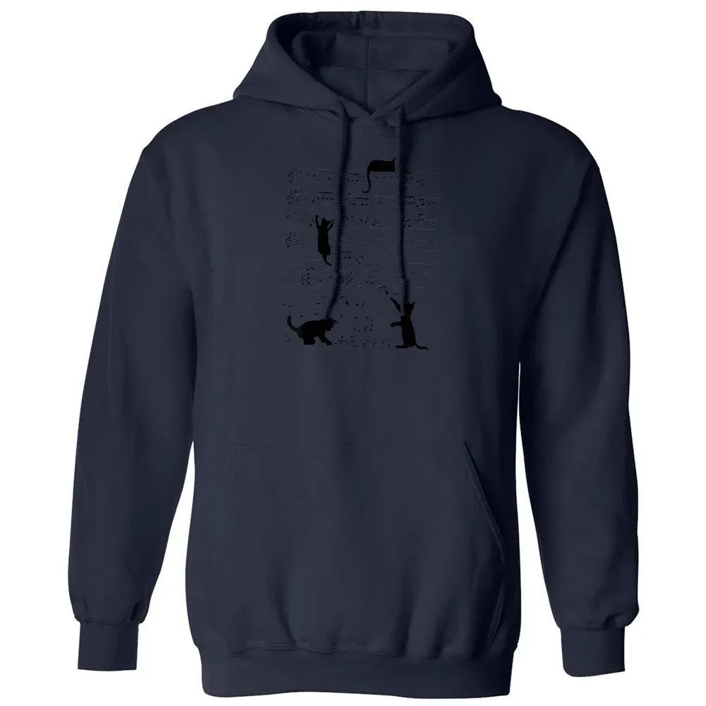 Cute Cat Kitty Playing Music Note Clef Musician Art Classic Unisex Hoodie - 8