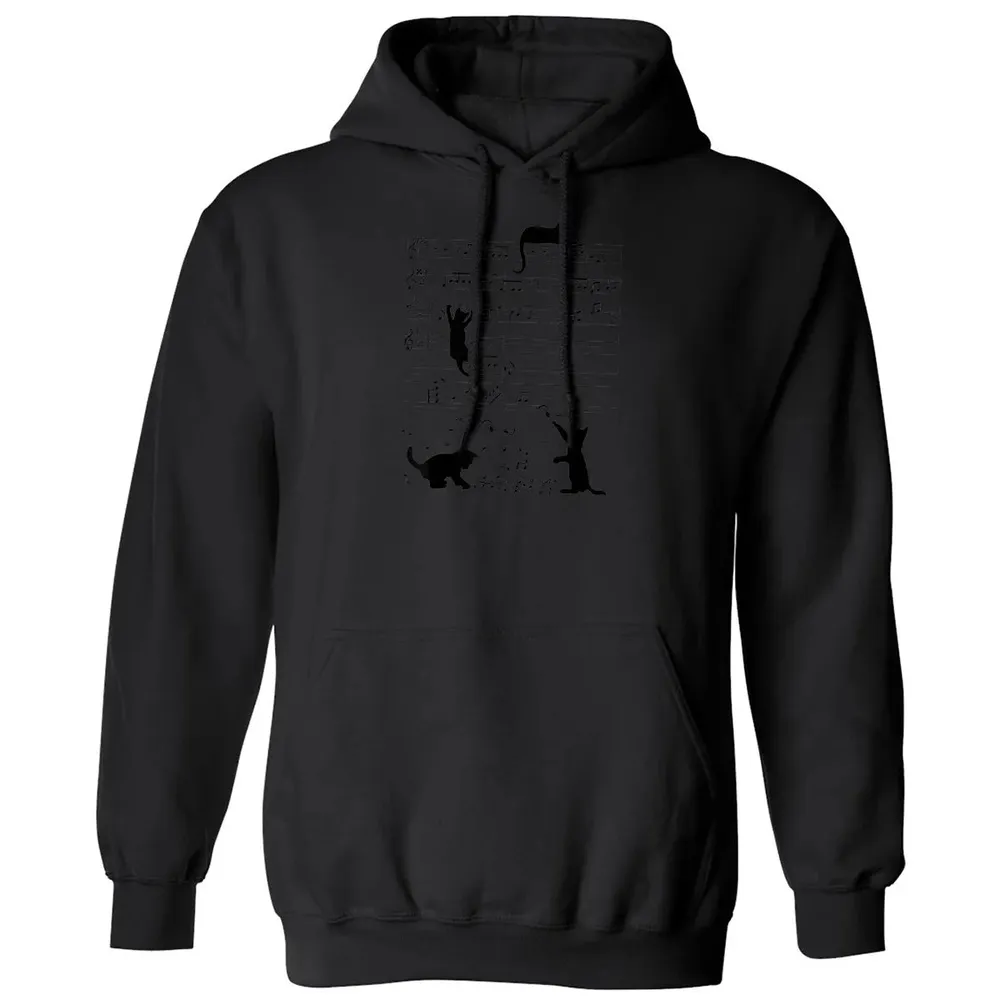 Cute Cat Kitty Playing Music Note Clef Musician Art Classic Unisex Hoodie - 11