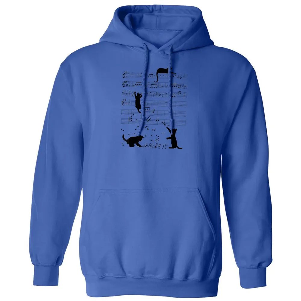 Cute Cat Kitty Playing Music Note Clef Musician Art Classic Unisex Hoodie - 9