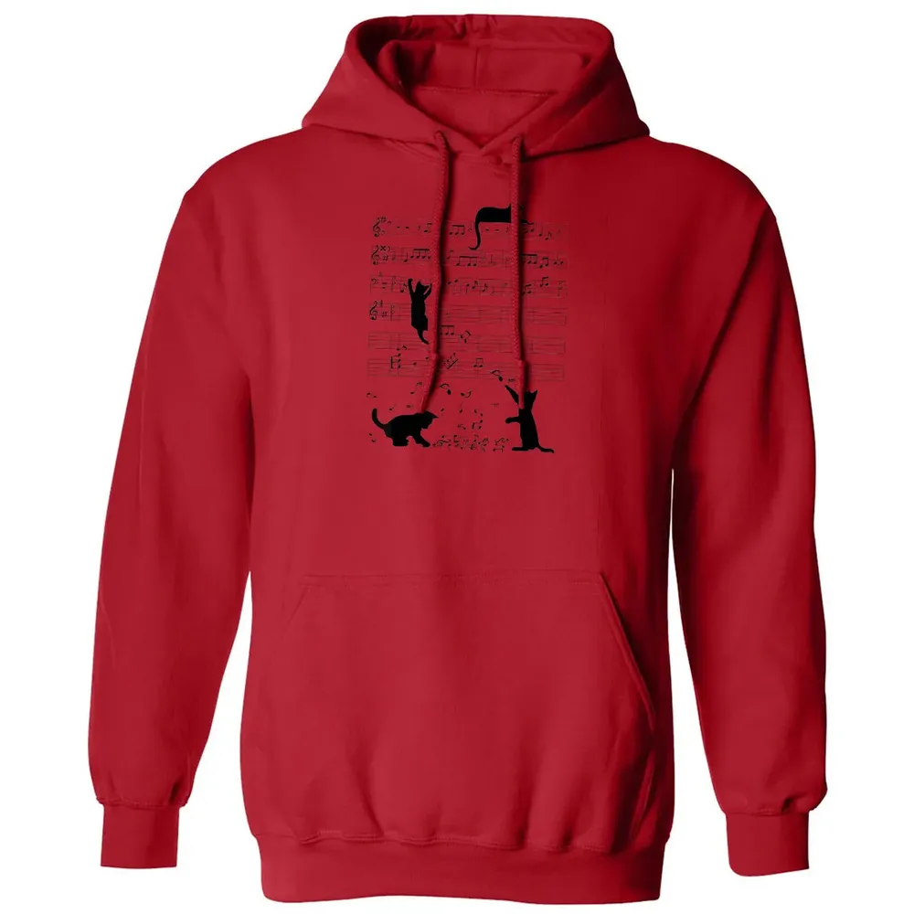 Cute Cat Kitty Playing Music Note Clef Musician Art Classic Unisex Hoodie - 5