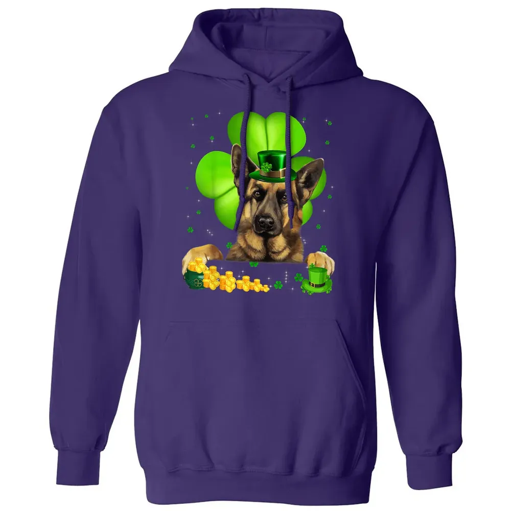 St Patrick's Day German Shepherd Shamrock Classic Unisex Hoodie - 6