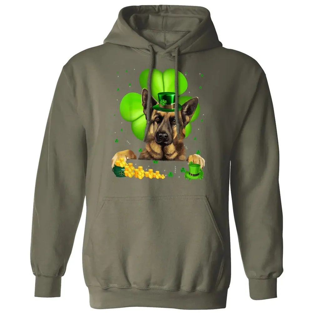 St Patrick's Day German Shepherd Shamrock Classic Unisex Hoodie - 4