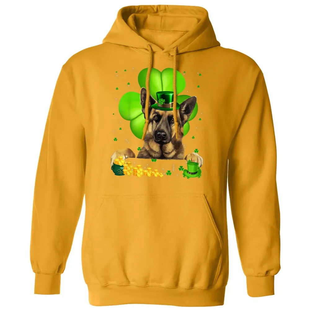 St Patrick's Day German Shepherd Shamrock Classic Unisex Hoodie - 12