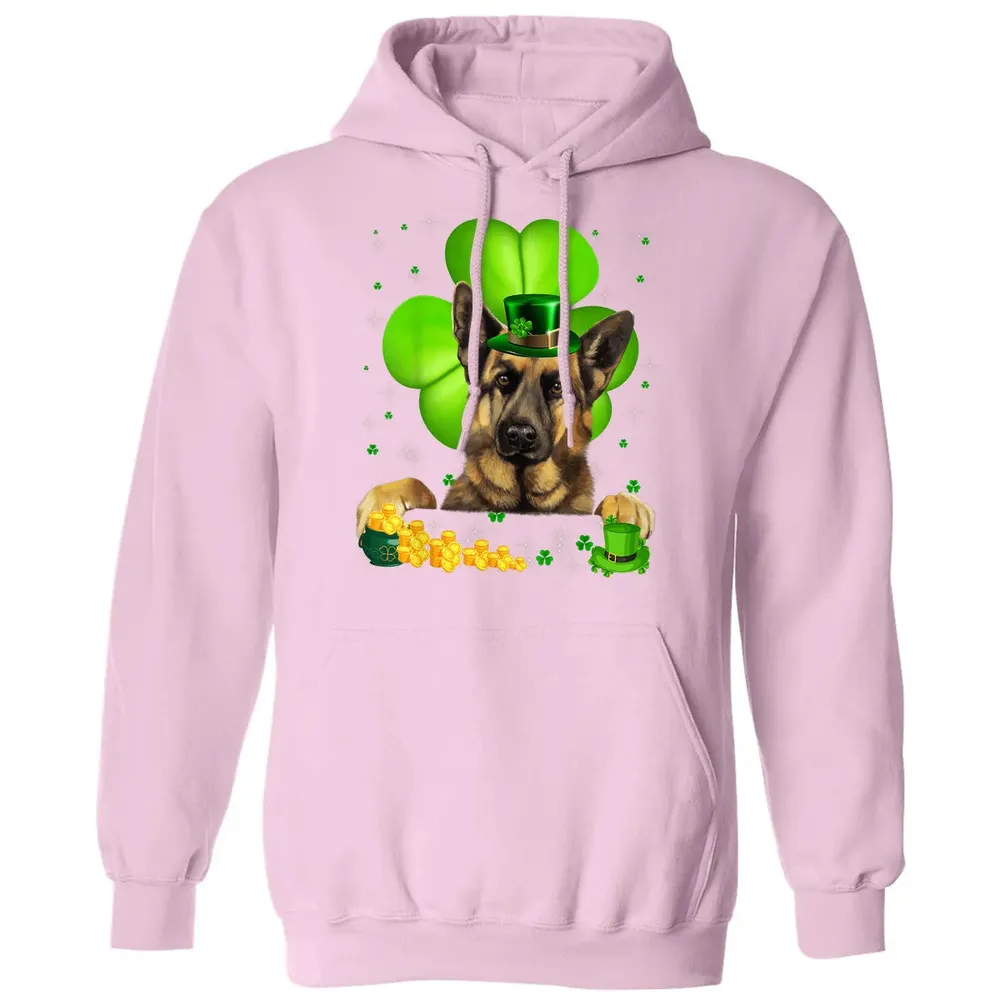 St Patrick's Day German Shepherd Shamrock Classic Unisex Hoodie - 3