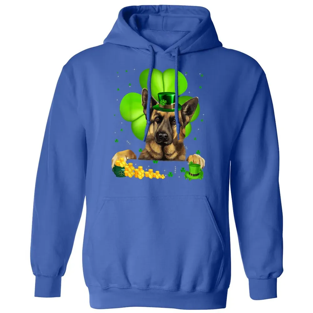 St Patrick's Day German Shepherd Shamrock Classic Unisex Hoodie - 9
