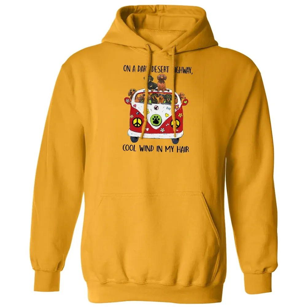 On A Dark Desert Highway Cool Wind in My Hair Dachshund Classic Unisex Hoodie - 12
