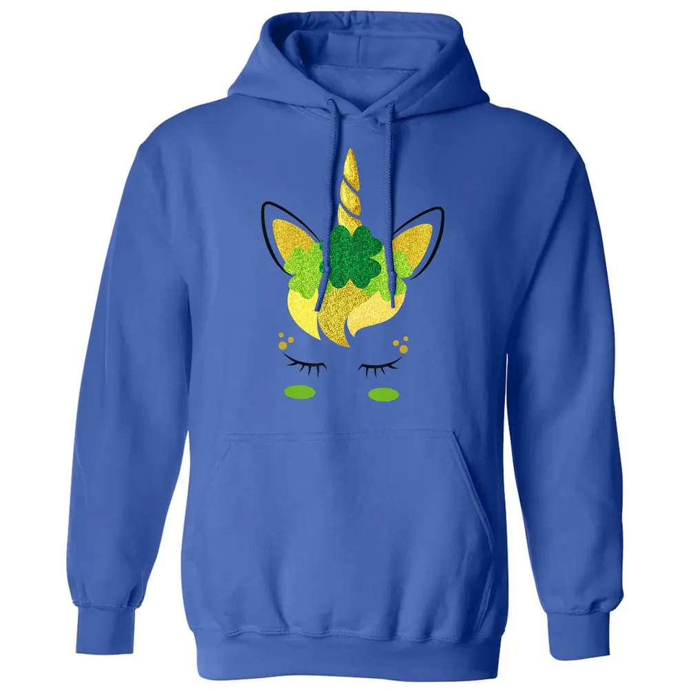 Unicorn Face St Patrick's Day Irish Girls Kids Classic Unisex Hoodie - 9
