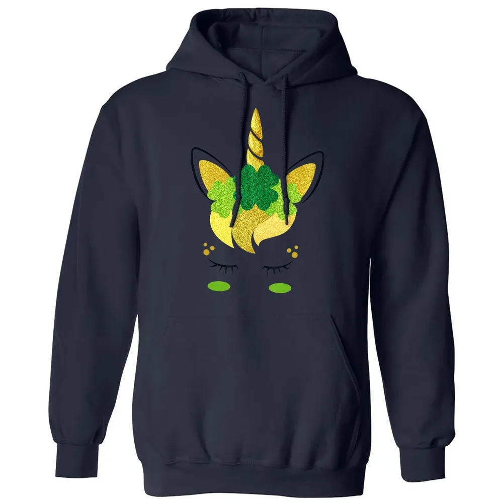 Unicorn Face St Patrick's Day Irish Girls Kids Classic Unisex Hoodie - 8