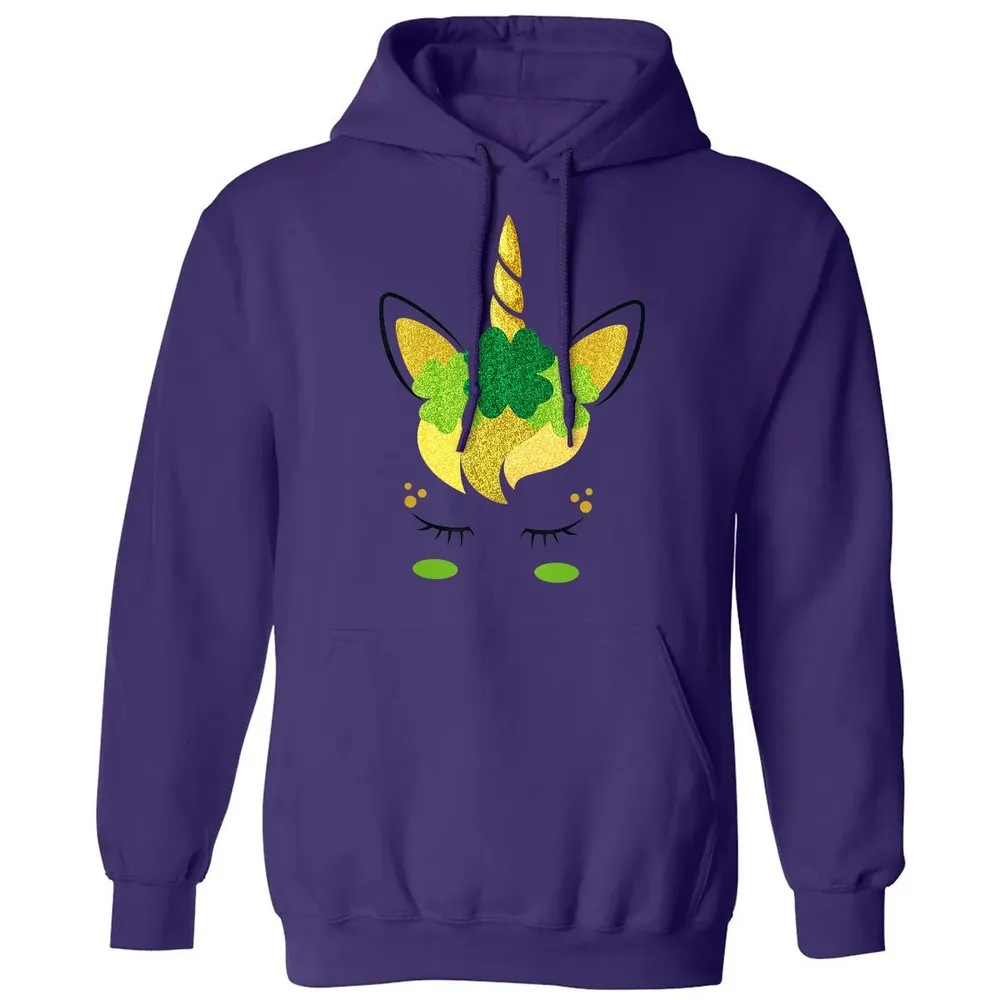 Unicorn Face St Patrick's Day Irish Girls Kids Classic Unisex Hoodie - 6