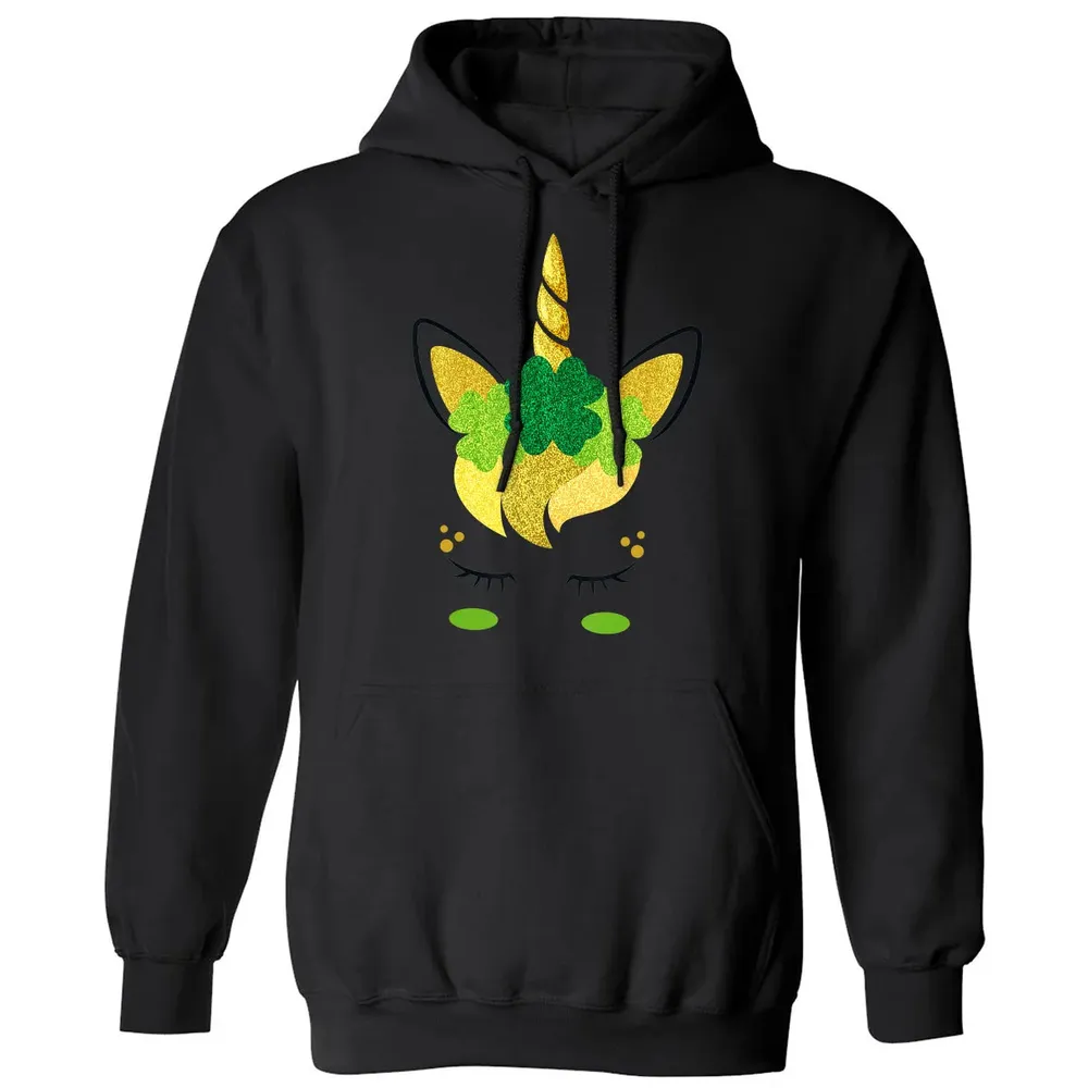 Unicorn Face St Patrick's Day Irish Girls Kids Classic Unisex Hoodie - 11