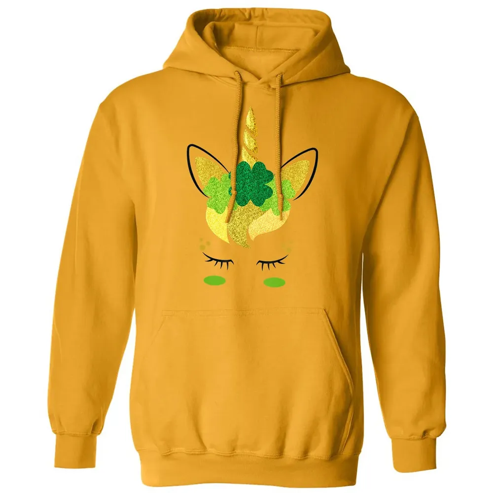Unicorn Face St Patrick's Day Irish Girls Kids Classic Unisex Hoodie - 12