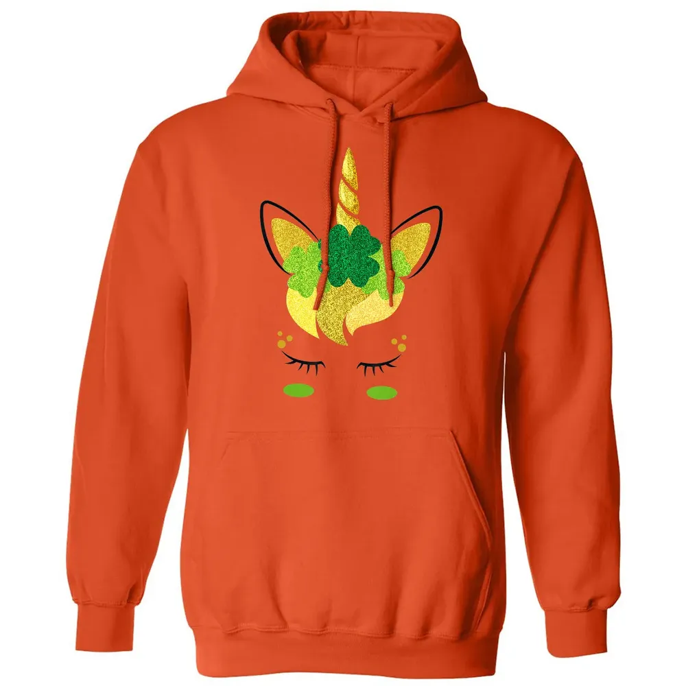 Unicorn Face St Patrick's Day Irish Girls Kids Classic Unisex Hoodie - 10