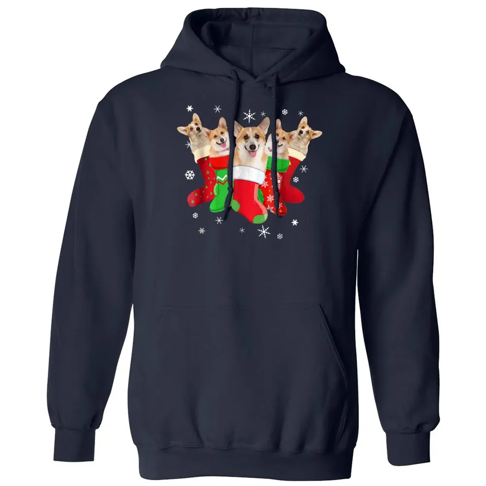 Corgi Christmas Socks Classic Unisex Hoodie - 2