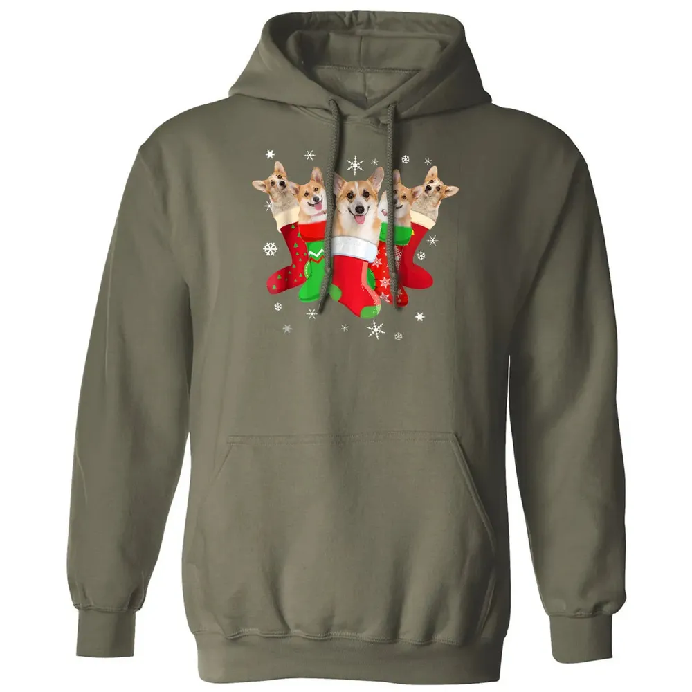 Corgi Christmas Socks Classic Unisex Hoodie - 4