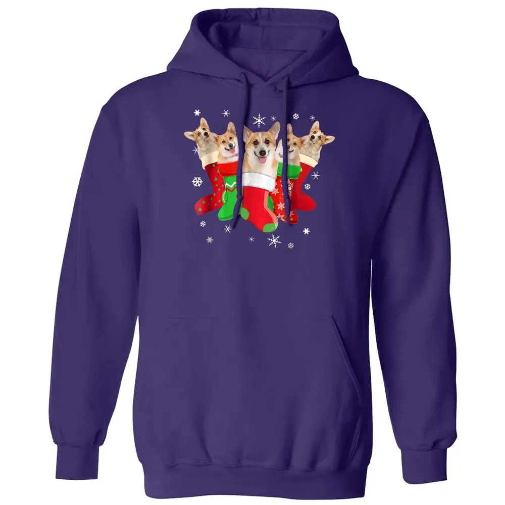 Corgi Christmas Socks Classic Unisex Hoodie - 6
