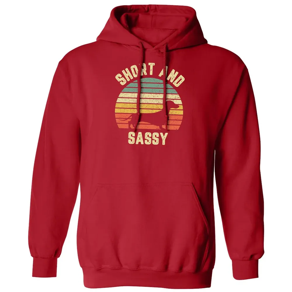 Vintage Dachshund  Funny Weiner Dog Short Sassy T Classic Unisex Hoodie - 5