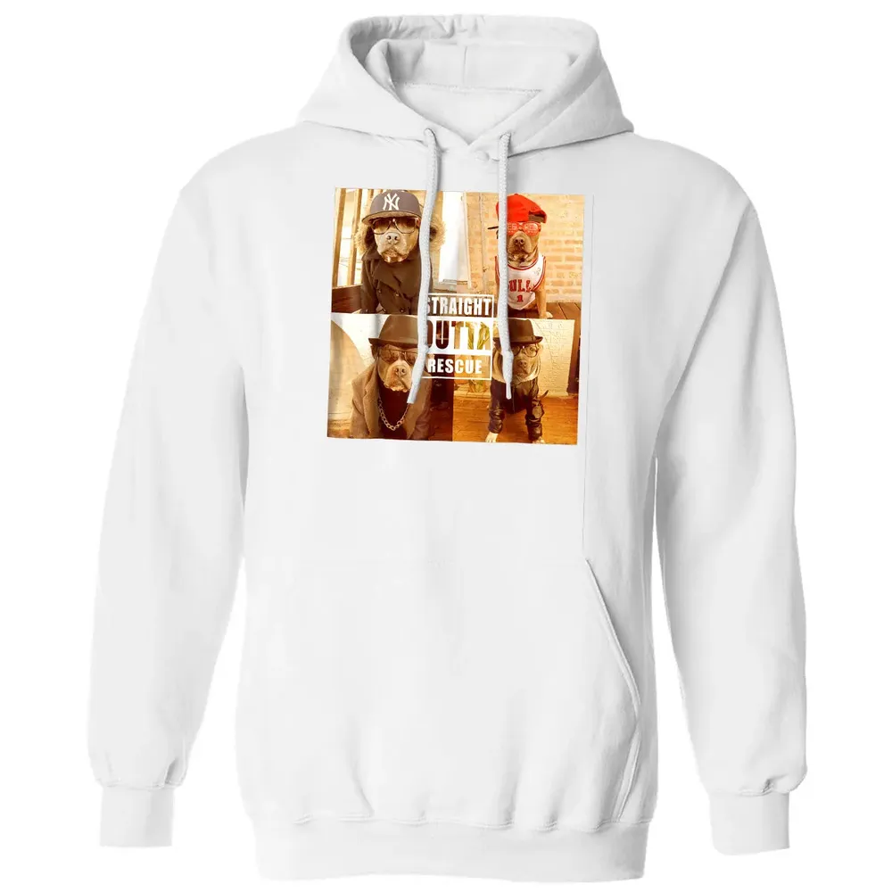 Pitbull Love Straight Outta Rescue Funny Pit Bull Classic Unisex Hoodie - 11