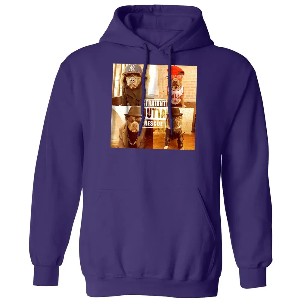Pitbull Love Straight Outta Rescue Funny Pit Bull Classic Unisex Hoodie - 6