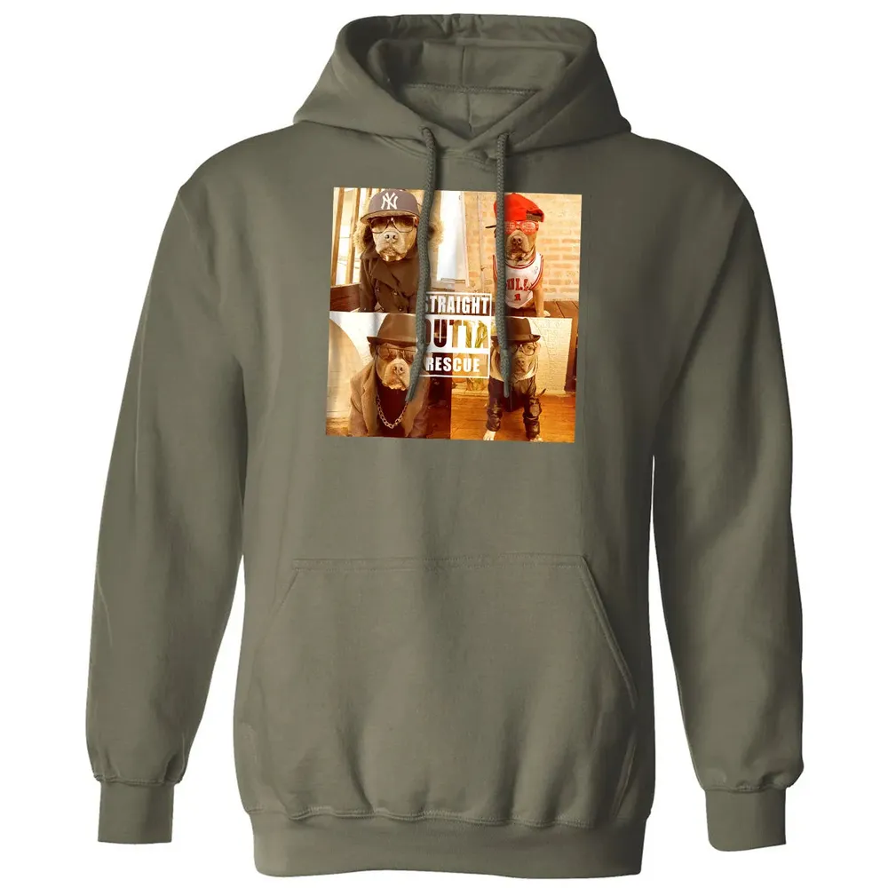 Pitbull Love Straight Outta Rescue Funny Pit Bull Classic Unisex Hoodie - 4