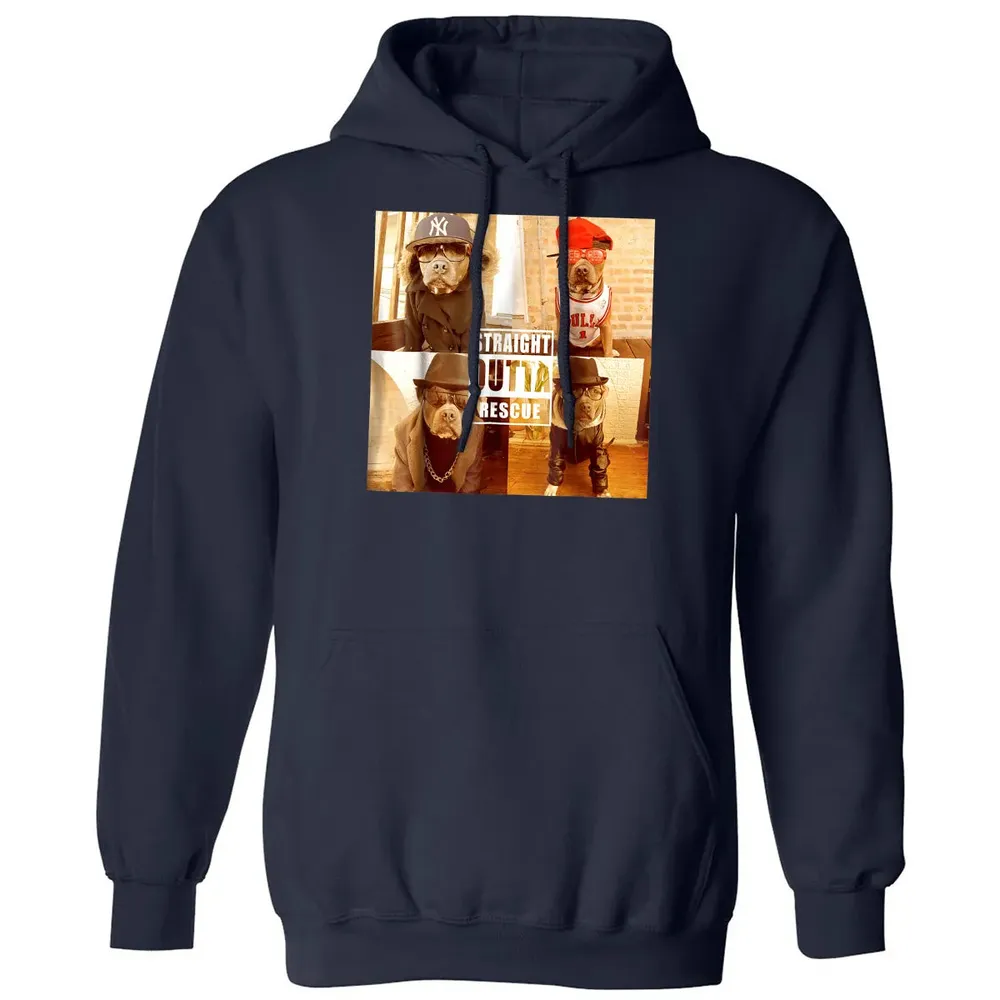 Pitbull Love Straight Outta Rescue Funny Pit Bull Classic Unisex Hoodie - 2