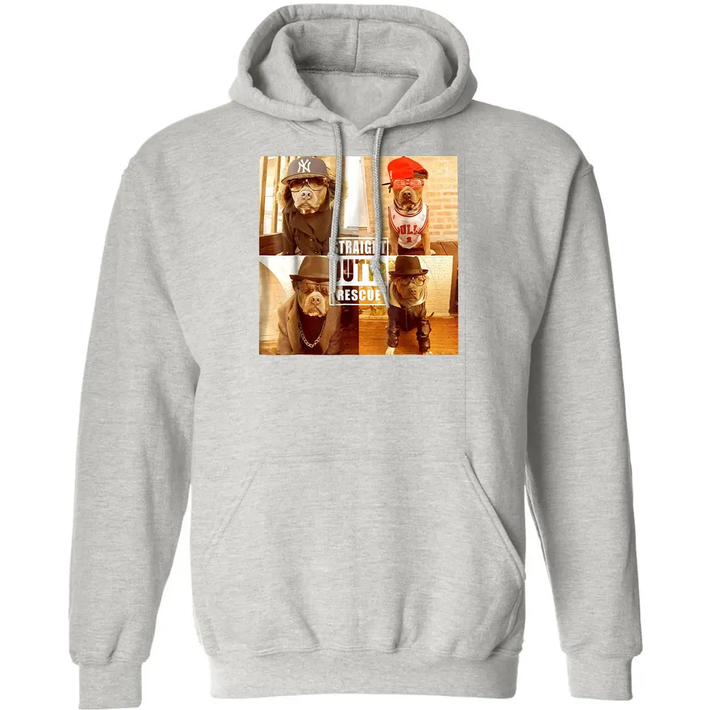Pitbull Love Straight Outta Rescue Funny Pit Bull Classic Unisex Hoodie - 8