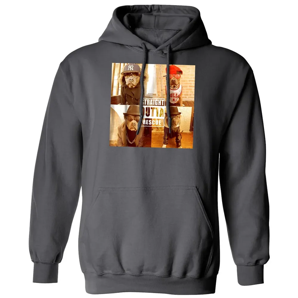 Pitbull Love Straight Outta Rescue Funny Pit Bull Classic Unisex Hoodie - 7