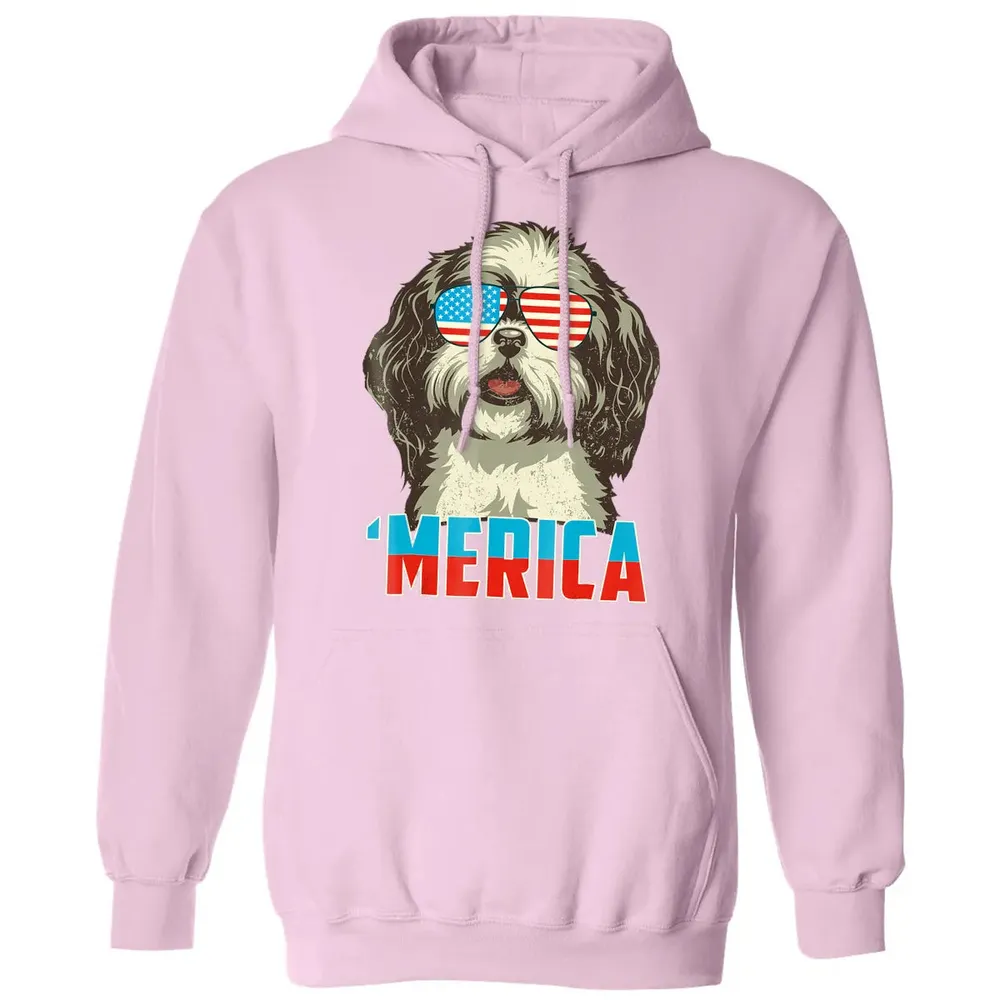 4th of July Patriot Shih Tzu Merica  for Women Men Classic Unisex Hoodie - 3