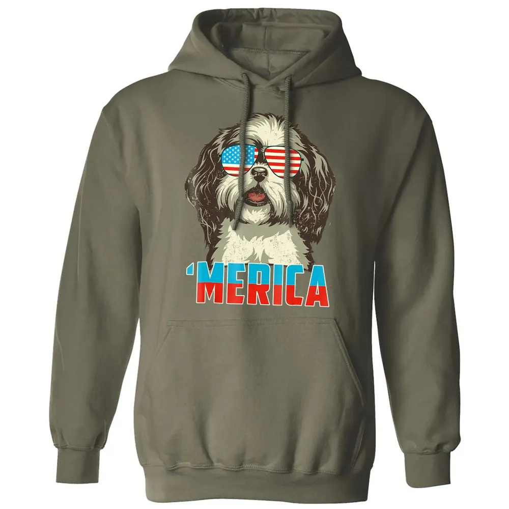 4th of July Patriot Shih Tzu Merica  for Women Men Classic Unisex Hoodie - 4