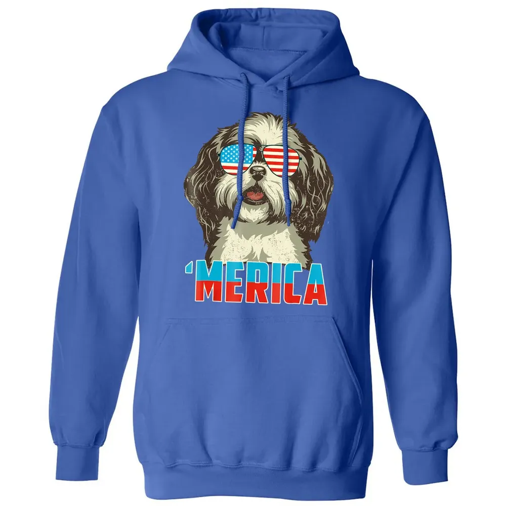 4th of July Patriot Shih Tzu Merica  for Women Men Classic Unisex Hoodie - 9