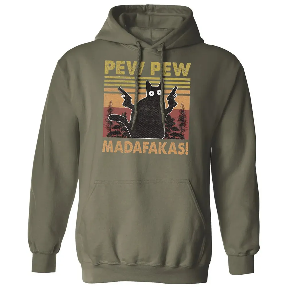 Cat Vintage PewPewPew Madafakas Cat Crazy Pew Vintage Funny Classic Unisex Hoodie - 4