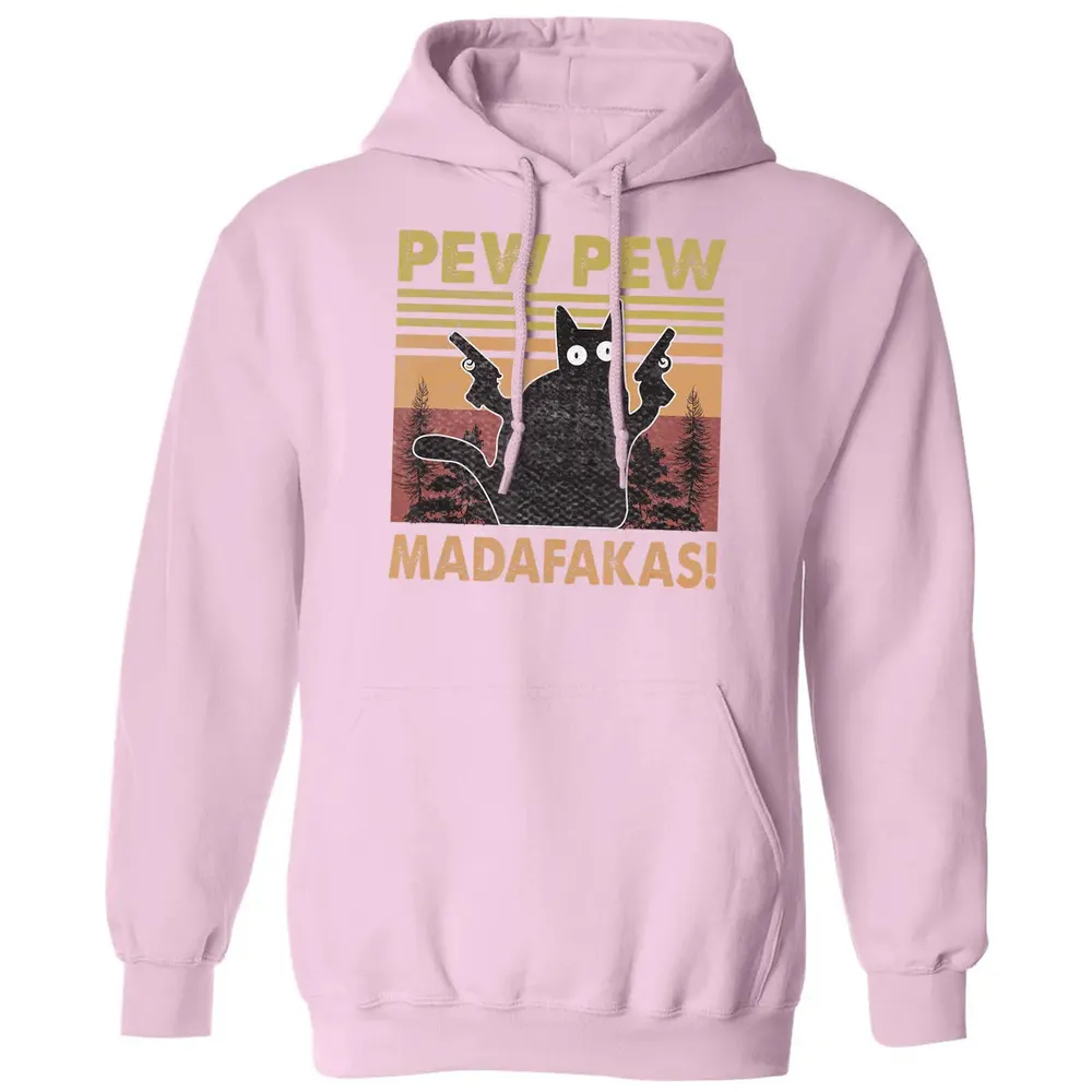Cat Vintage PewPewPew Madafakas Cat Crazy Pew Vintage Funny Classic Unisex Hoodie - 3