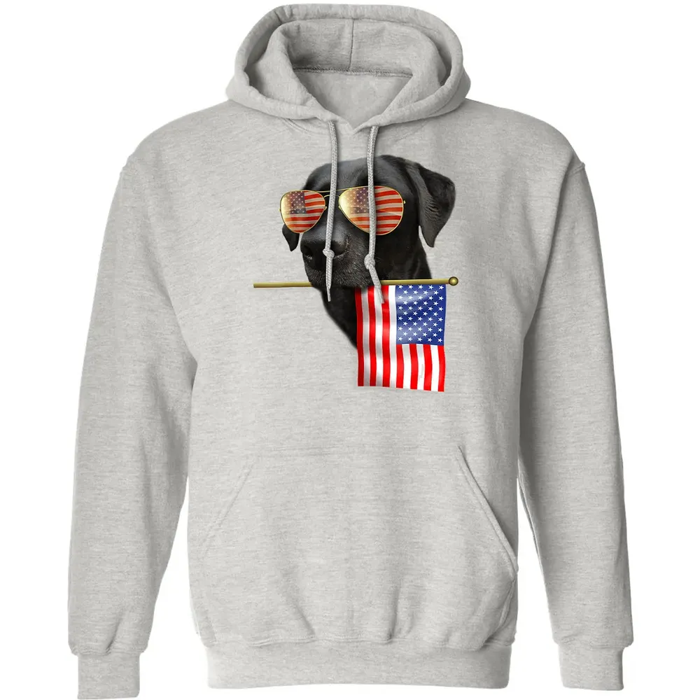4th of July  Fun American Flag Labrador Dog Lover Gift Classic Unisex Hoodie - 8