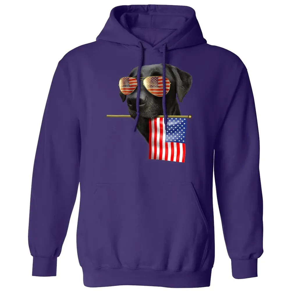 4th of July  Fun American Flag Labrador Dog Lover Gift Classic Unisex Hoodie - 6