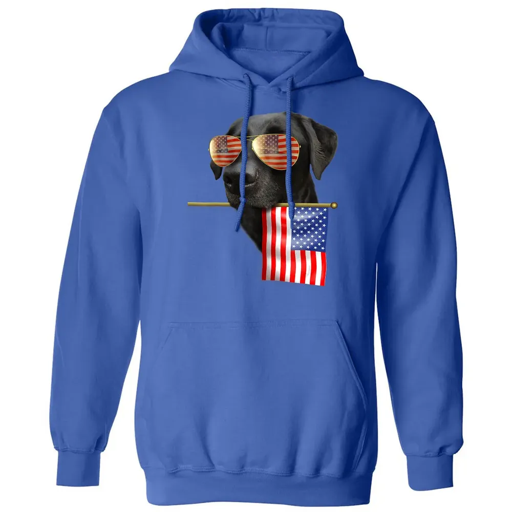 4th of July  Fun American Flag Labrador Dog Lover Gift Classic Unisex Hoodie - 9