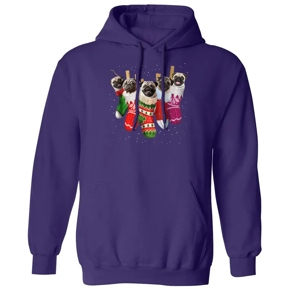 Pug Christmas Socks Funny s Xmas Vintage Cute Gift Classic Unisex Hoodie - 6