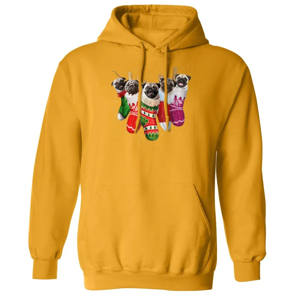 Pug Christmas Socks Funny s Xmas Vintage Cute Gift Classic Unisex Hoodie - 12