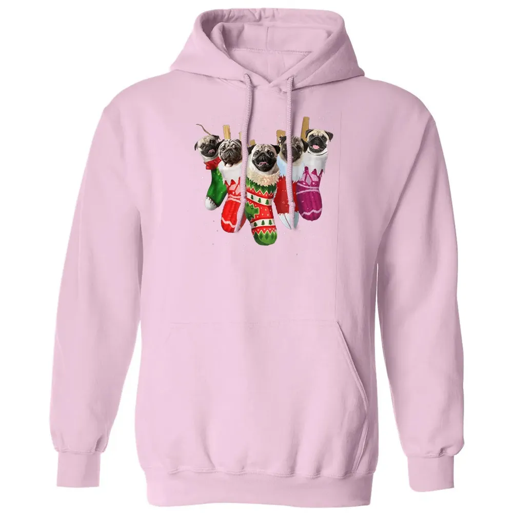 Pug Christmas Socks Funny s Xmas Vintage Cute Gift Classic Unisex Hoodie - 3