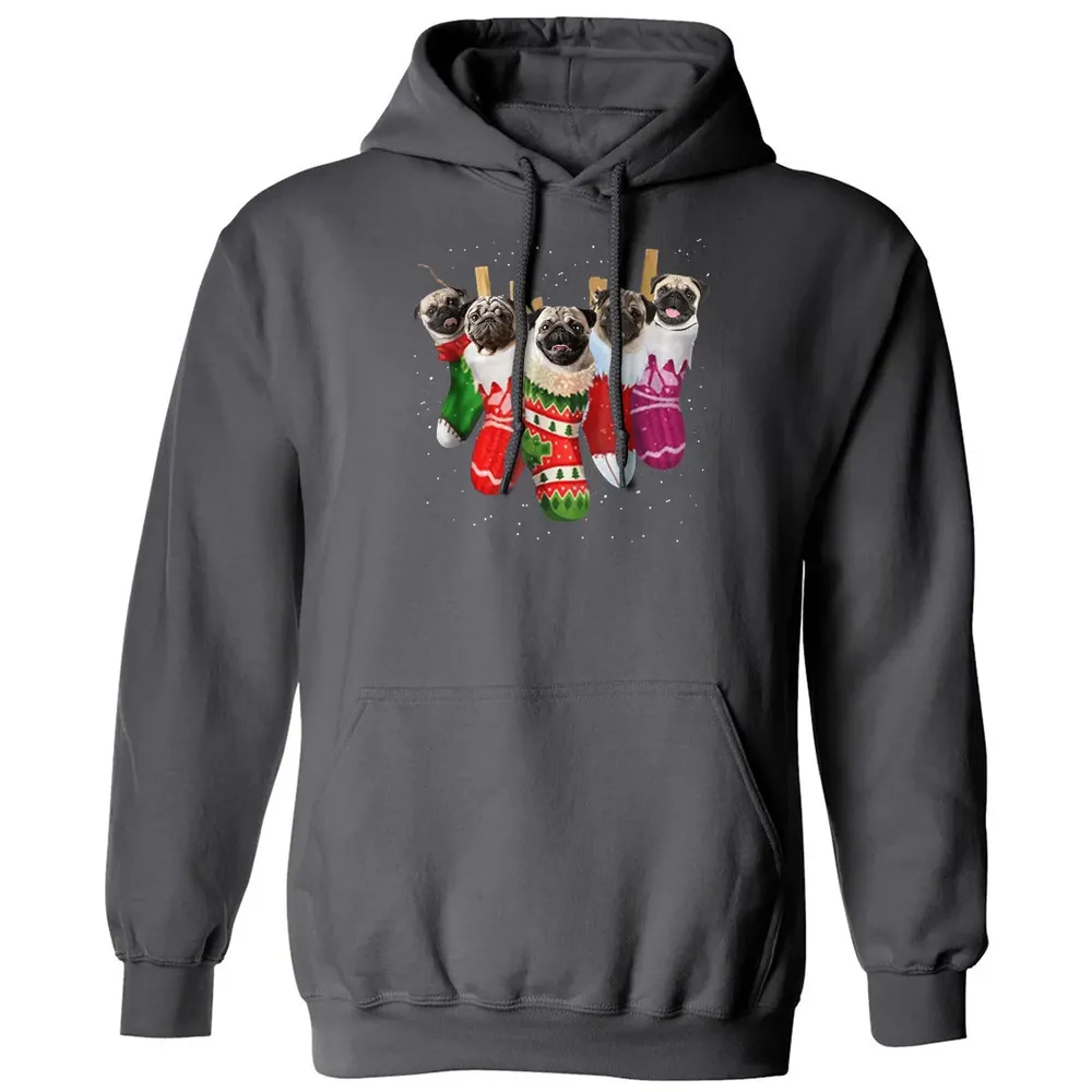 Pug Christmas Socks Funny s Xmas Vintage Cute Gift Classic Unisex Hoodie - 7