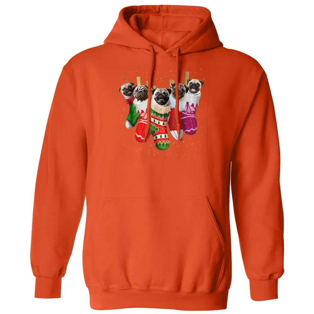 Pug Christmas Socks Funny s Xmas Vintage Cute Gift Classic Unisex Hoodie - 10